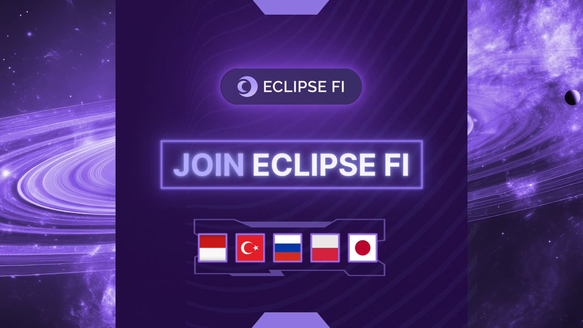 Happy Friday, Eclipsors! Are you aware that we have local Telegram channels? Join if your language is available 👇 🇮🇩 t.me/eclipsefiindon… 🇹🇷 t.me/eclipsefiturkey 🇷🇺 t.me/eclipsefirussia 🇵🇱 t.me/eclipsefipoland 🇯🇵 t.me/eclipsefijapan We will be opening more…