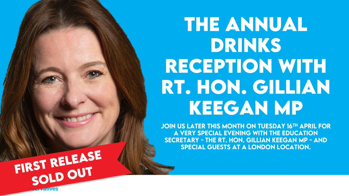 The first release of tickets to our Annual Drinks Reception on 16th April with Rt. Hon. @GillianKeegan MP has sold out. We’ve had to release more. Book now to avoid disappointment, as this event has a lot of interest. Any qs, message @lukerobertblack or @owenlmeredith.