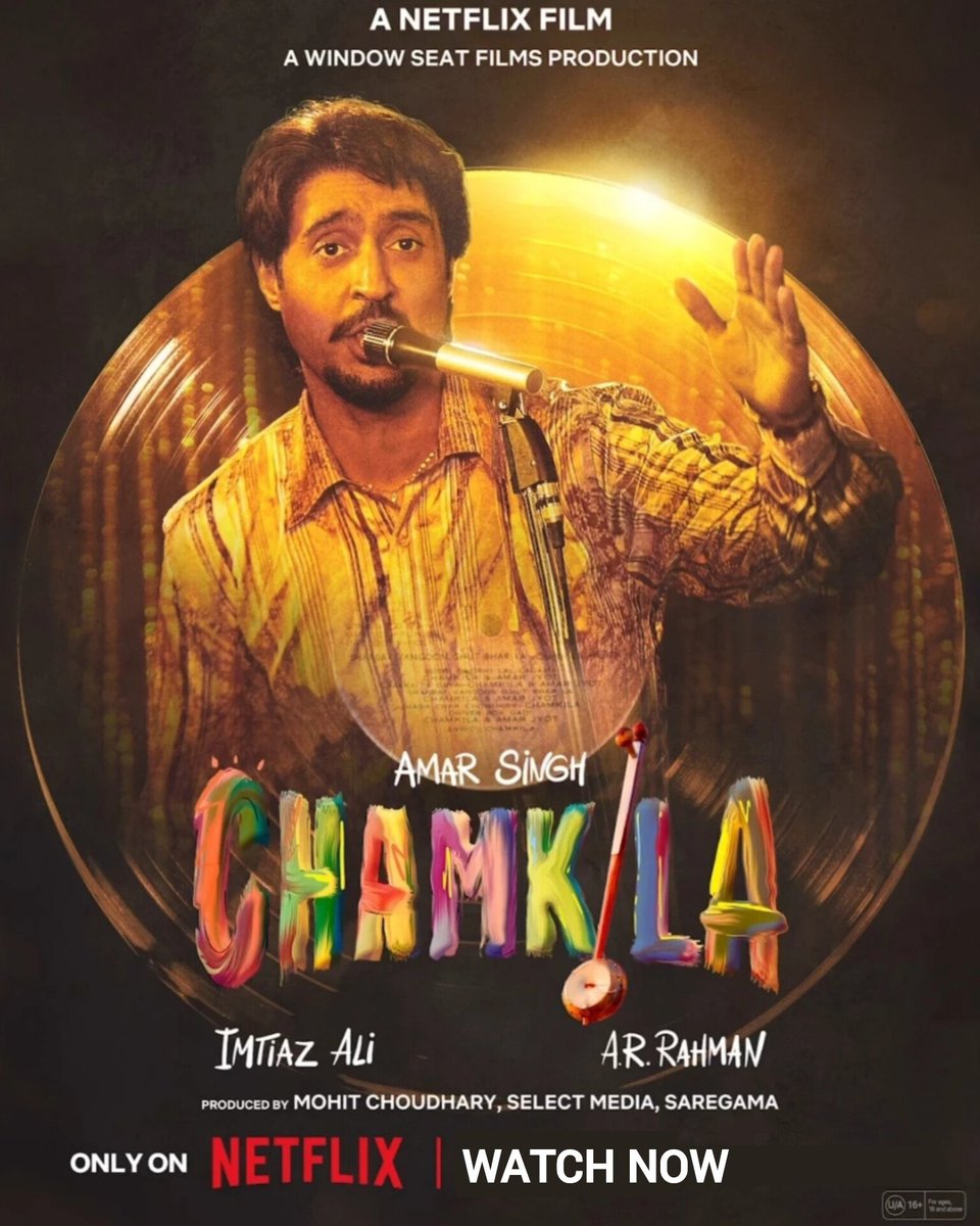 Film #AmarSinghChamkila Streaming Now On #Netflix. Starring: #DiljitDosanjh, #ParineetiChopra, #AnuragArora, #AnjumBatra, #NishaBano, #TusharJagdishDutt, #RobbieJohal, #UdaybirSandhu & More Directed By #ImtiazAli. #AmarSinghChamkilaOnNetflix #NetflixFilm #OTTFilms #MovieSpy