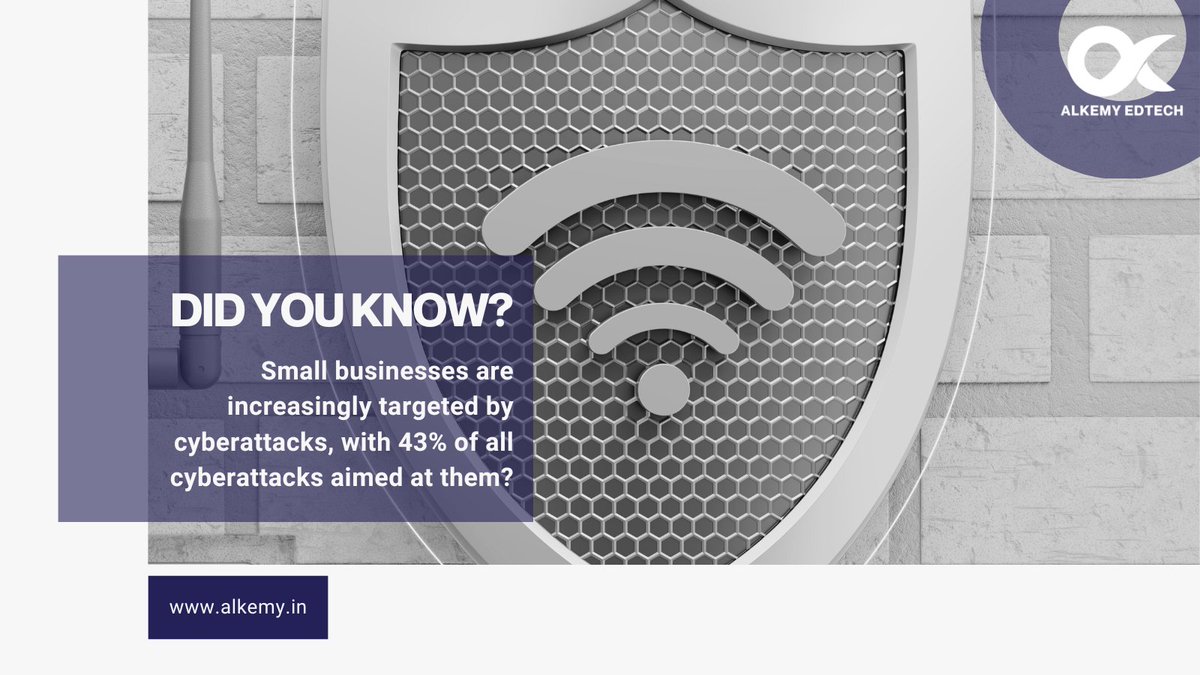 AlkemyEdtech_'s tweet image. 🔒 Did you know? Small businesses are prime targets for cyberattacks, with a staggering 43% of all online assaults aimed at them. 💼💻 Stay vigilant, protect your data, and ensure your digital fortress is fortified against cyber threats. #CybersecurityAwareness #AlkemyEdTech