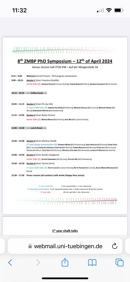 8th ZMBP PhD Symposium program:
