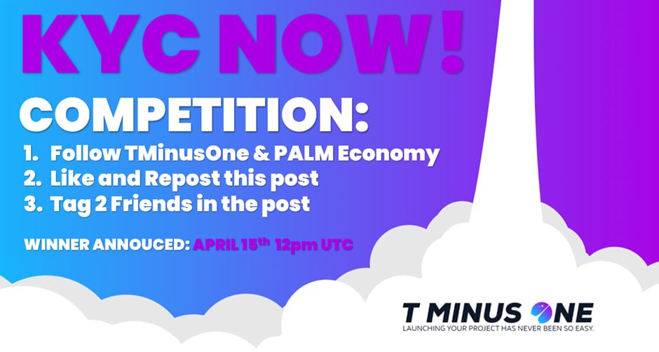 🚨GIVEAWAY🚨 🌴 KYC your wallet NOW so you can be eligible to participate in the @palmeconomy IDO! 🔗 kyc.tminusone.pro/#/ The IDO launches on the 18th for rsERG and the 21st for ADA, so get in quick to secure a place 🥇 100ADA 🥈 50 ADA 🥉 25 ADA To Enter👇 1️⃣
