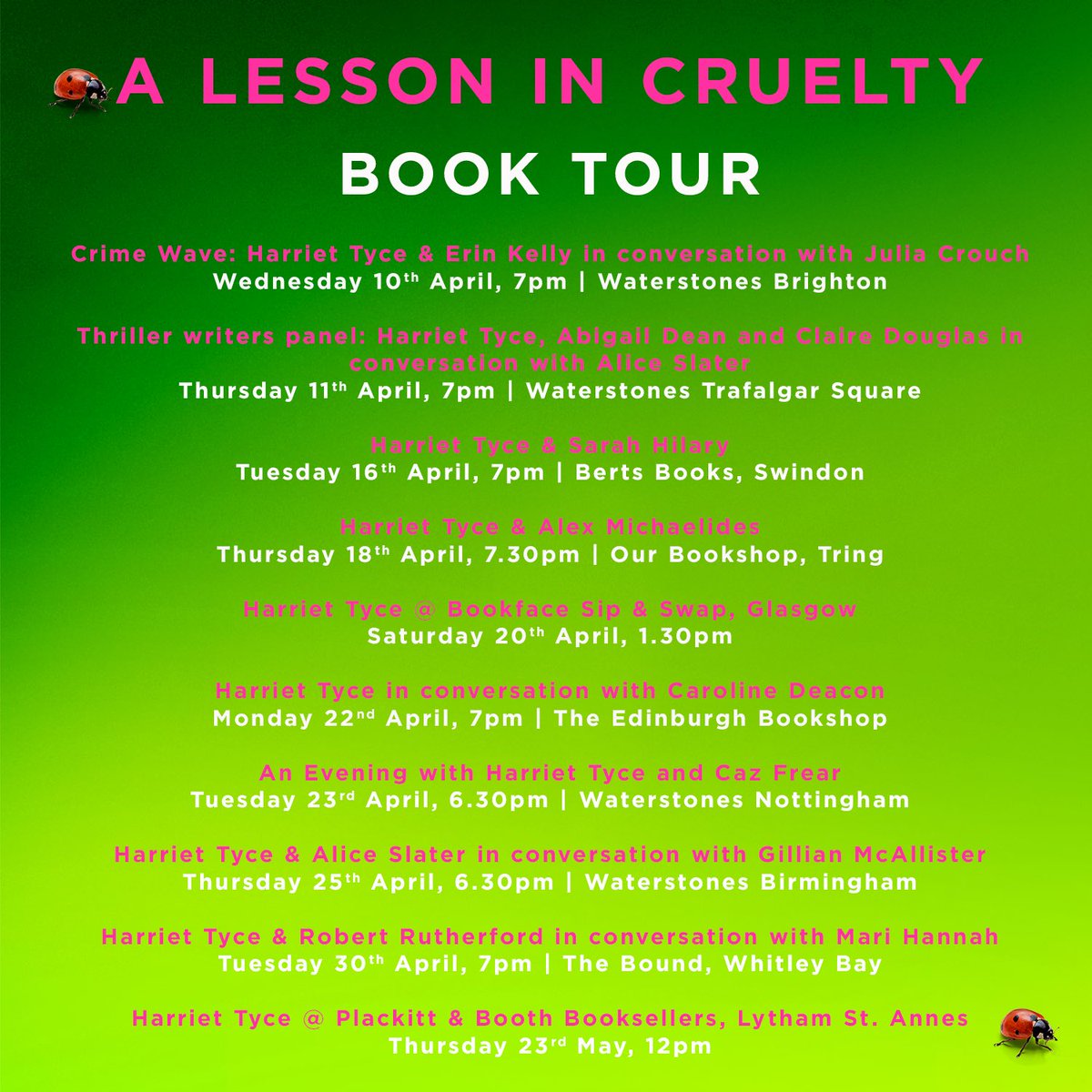 @harriet_tyce has done it again - #ALessonInCruelty is another fabulous read, clever, twisty and thought-provoking read proving why she is an auto-buy author for me.

My review is on Instagram:
instagram.com/p/C5o4rXSI8xI/…

@RosieMargesson @headlinepg