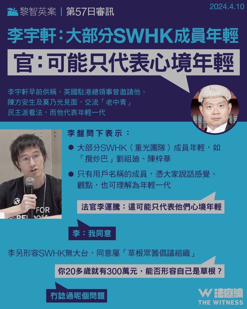 Here’s Judge Alex Lee in the #JimmyLai case blatantly asking prosecution witness #AndyLi questions from the bench intended to damage the case for the defence. Here, Judge Lee intends to cast doubt on whether or not @Stand_with_HK is truly a grassroots organisation (which is a v