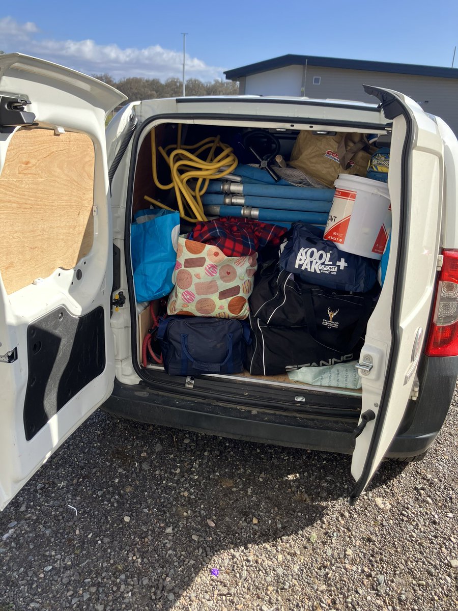 Van packed…..can only mean one thing….its camp time! Looking forward to heading to @Kilgraston today for girls residential camp @WomensShinty kindly sponsored by HIS #shinty #girlsshinty #camp