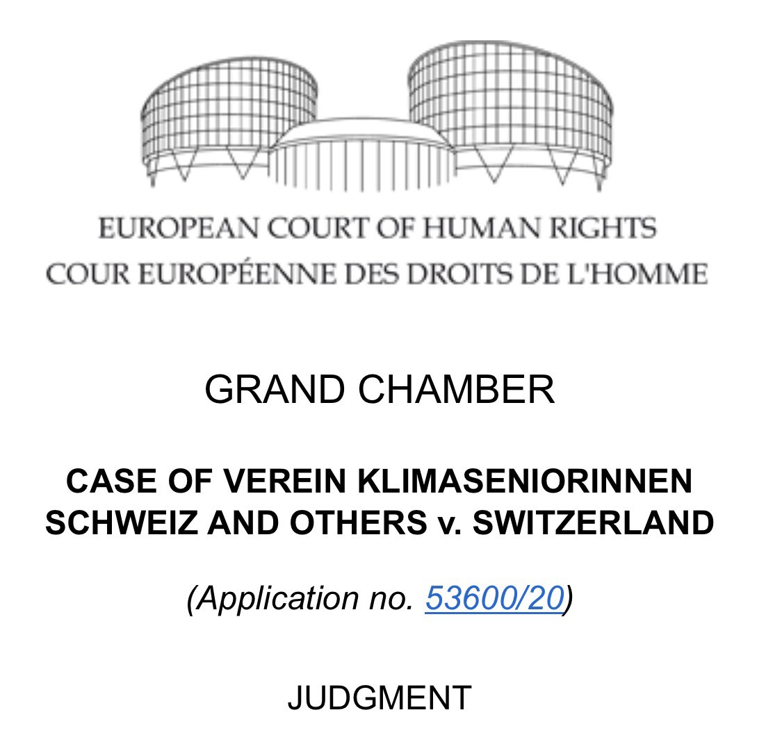 1/ The Klimaseniorinnen judgment has resulted in outcries by right parties lamenting judicial overreach and accusing „foreign“ judges of interfering with 🇨🇭 politics supposedly against fundamental democracy principles. Let‘s have a look at key excerpts of the judgment … 🧵