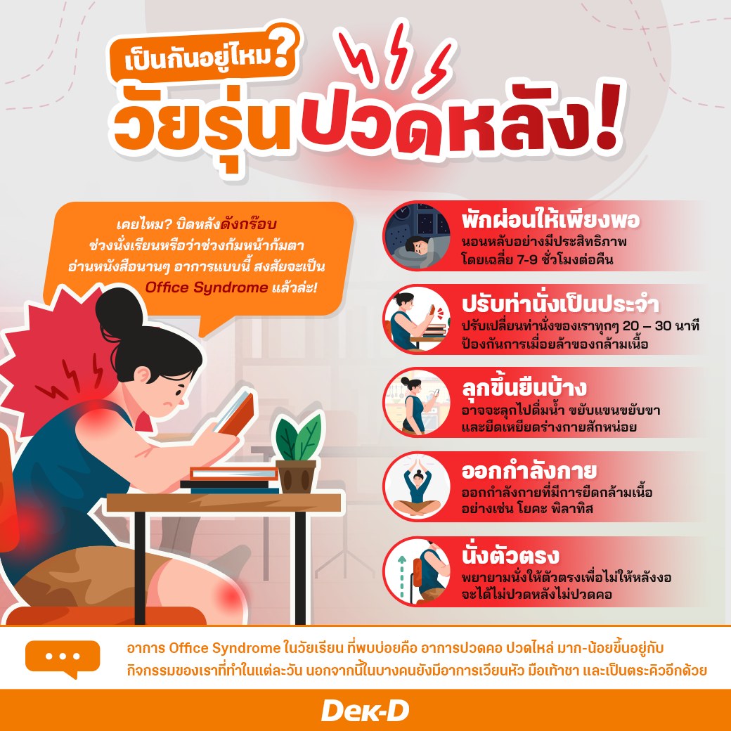 webdekd's tweet image. หยุดยาวหลายวัน อย่าเอาแต่นั่งๆ นอนๆ
ลุกไปยืดเส้นยืดสายกันบ้างนะทุกคน 

อ่านเพิ่มเติม dek-d.com/teentrends/613…
#dekdShortnote #dekdTeenCoach #ปวดหลัง #ปวดหลังปวดเอว