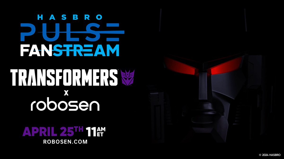 Gear up for an exciting @transformers x #robosen Fanstream on Apr 25 @ 11am ET, exclusively on @HasbroPulse's YT channel. Prepare for a menacing reveal that will redefine the shape of innovation and collectible thrill in the Transformers universe! @Hasbro