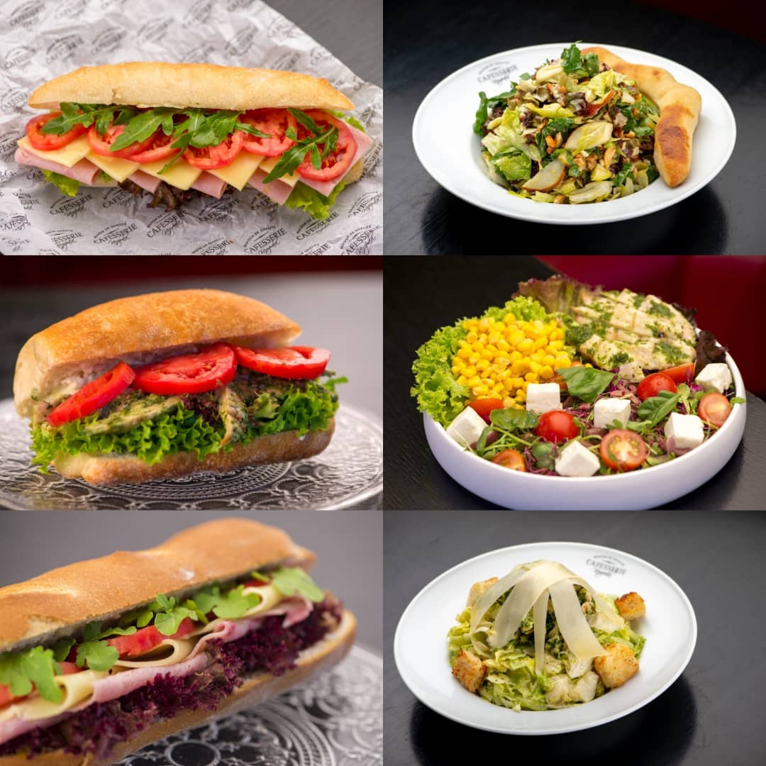 What will you be having for #lunch today? A crunchy, fresh and delicious Cafesserie Salad or a Scrumptious Cafesserie Sandwich?😋🥪🥗 #OrderCafesserie #Sandwich or #Salad today! #BeOurGuest #DineWithUs