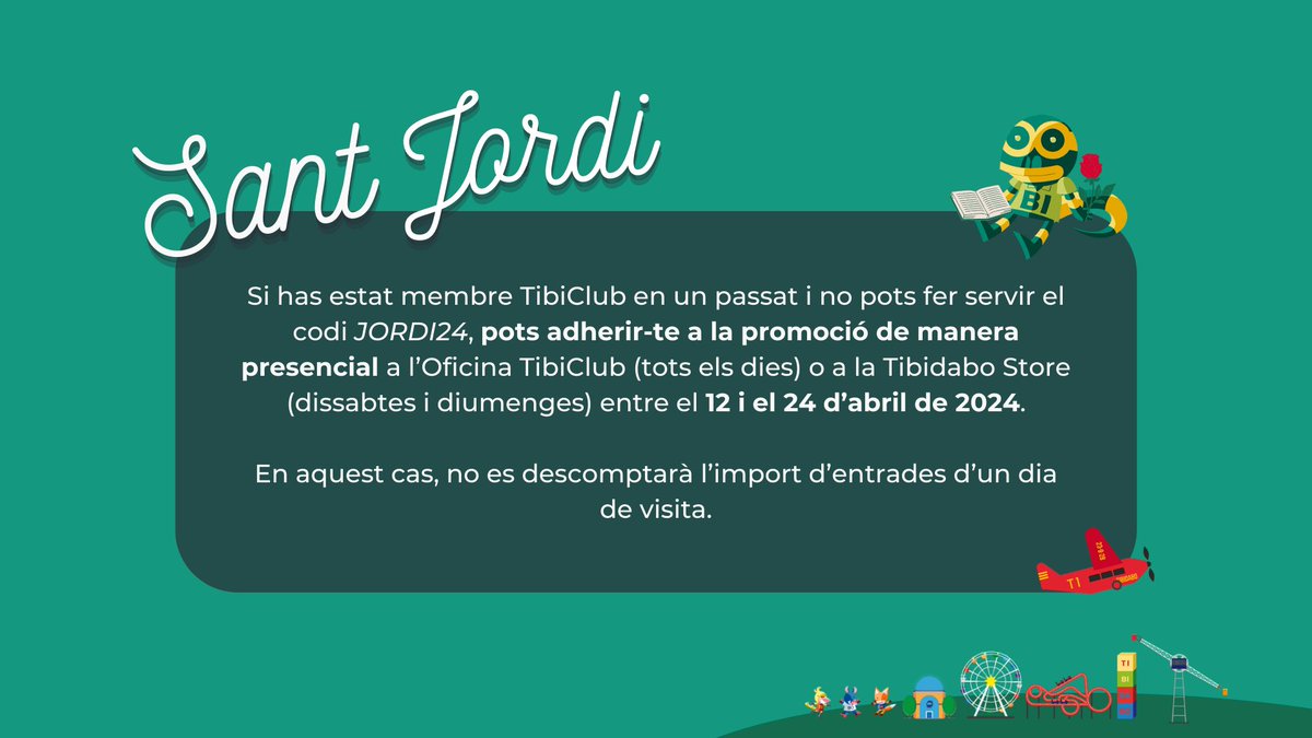 👀 Nota informativa sobre la promoció TibiClub per a persones que ja han format part del passi anual en un passat. Més informació 👉tibidabo.cat/ca/noticies/pr…