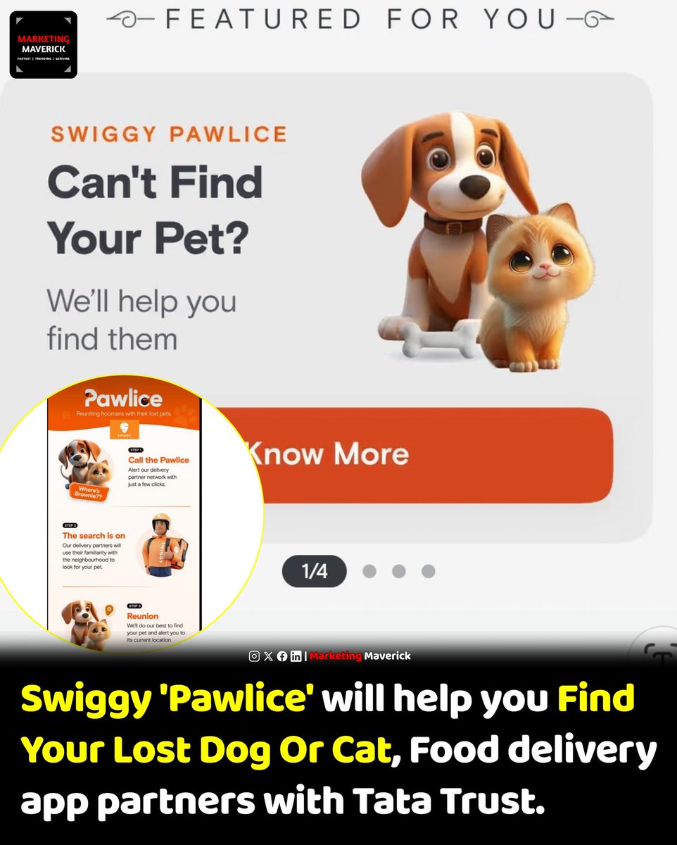Swiggy partners with Tata Trust to help locate lost pets!
