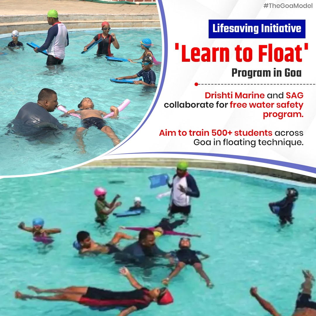 Lifesaving initiative 'Learn to Float' program launched by Drishti Marine and SAG, teaching water safety to students. Aim to train 500+ students in floating technique for a safer future. #WaterSafety #LearnToFloat #TheGoaModel
#LearnToFloat #WaterSafety  #LifeSavingInitiative