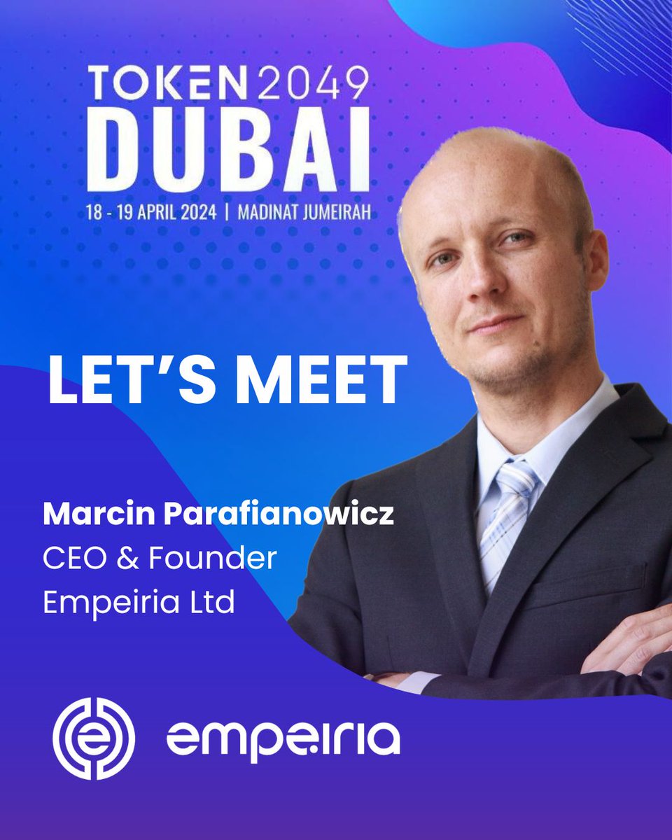 Let's meet at @token2049🚀 Our team, led by Empeiria Founder & CEO Marcin Parafianowicz, is en route to TOKEN2049 Week in Dubai. Get ready for the biggest #Web3 tech show ever, and stay tuned for a major announcement from Empeiria! 👀 #Token2049 #Dubai #Blockchain…