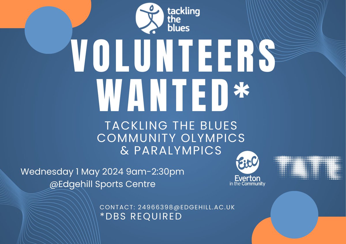 Calling all @edgehill students- great volunteering opportunity. Get in touch below 👇