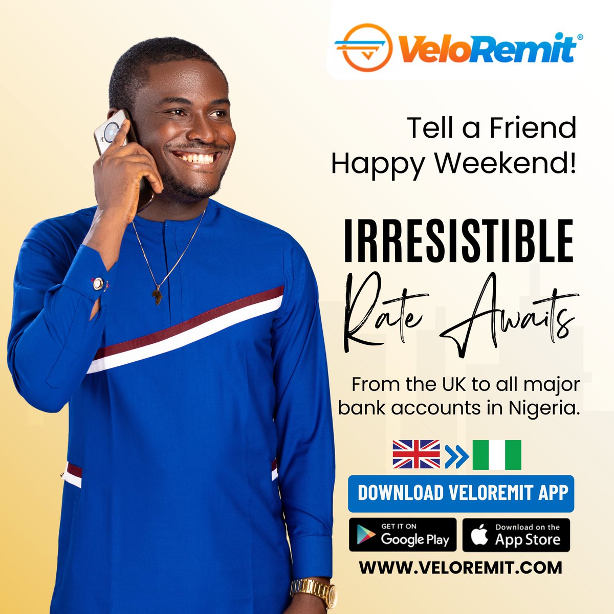 🌟 Happy weekend, everyone! 🎉 Spread the joy by letting friends and family know about VeloRemit’s irresistible rates. 💸 Don't miss out – Download now! 🇬🇧🇳🇬 #HappyWeekend #veloremit #etioba_velo✅ #irresistible #rates #spreadtheword #weekendvibes #downloadnow