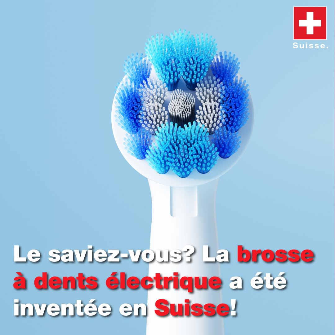 Une invention suisse qui vous fera sourire ! 😁 🇨🇭 La première brosse à dents électrique, la Broxodent, a été inventée, en 1954 en Suisse, par le Dr. Philippe-Guy Woog. #CIV