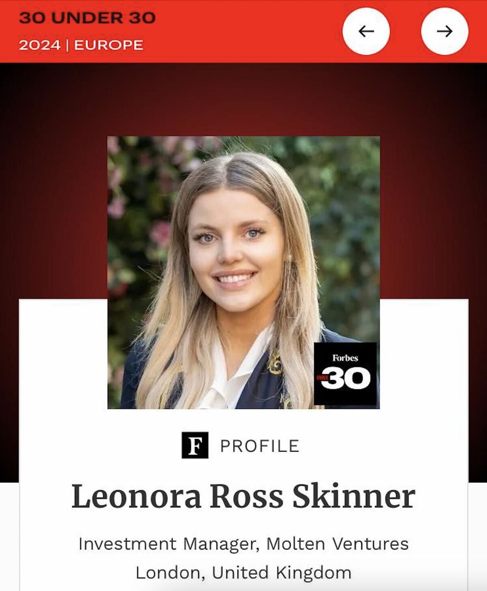 We were extremely proud to spot one Leonora Ross Skinner in the @Forbes Europe 30 under 30, described accurately as one of the brightest young entrepreneurs, leaders, and stars. Congratulations Leonora, very well deserved. forbes.com/profile/leonor… #30U30