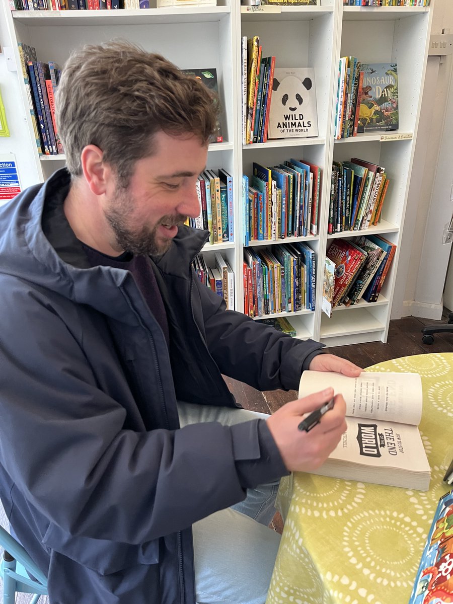 Huge thanks to Tom Mitchell who passed by the shop last week and spotted his new book in our window. He kindly popped in to sign copies of How to Stop the End of the World! Thank you @cakesthebrain