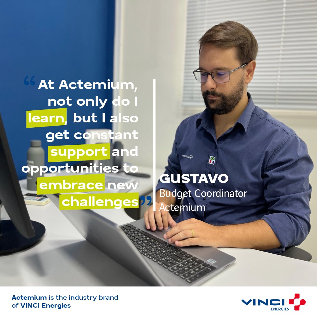 Gustavo's journey at Actemium Brasil started 8 years ago. He first joined the company as an engineer and evolved to Budget Coordinator.🎯

Read his full story on our Linkedin ➡ bit.ly/3xyWkPc
Want to embark on a journey like Gustavo? ➡ lnkd.in/ejyHJZjR