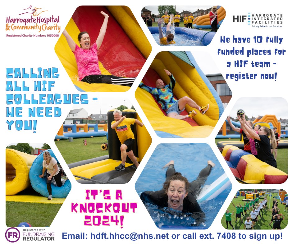 We are looking for HIF colleagues to join our team at the Harrogate Hospital & Community Charity Summer Extravaganza featuring It's a Knockout! Places are fully funded, all ready for you to have a thoroughly enjoyable day, just contact the HHCC team to sign up!