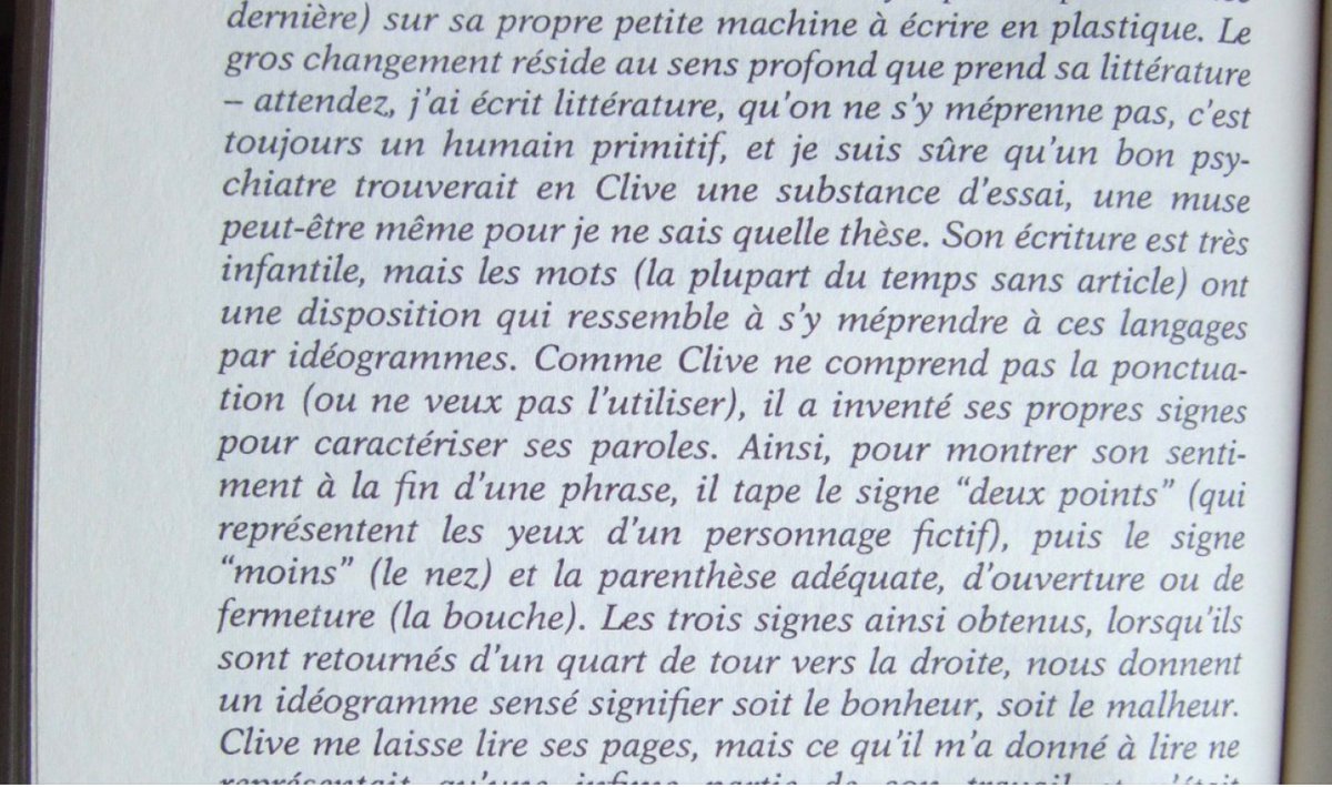 En 1994, encore un poussin, j'ai écrit un roman confidentiel intitulé 'Mortchateau', qui sortira en 98. Chose étonnante pour l'époque, j'y évoque le smiley ':-)'
Il y a donc des smileys à la Bibliothèque Nationale de France dès 98 !
Voici un scan de la page en question: