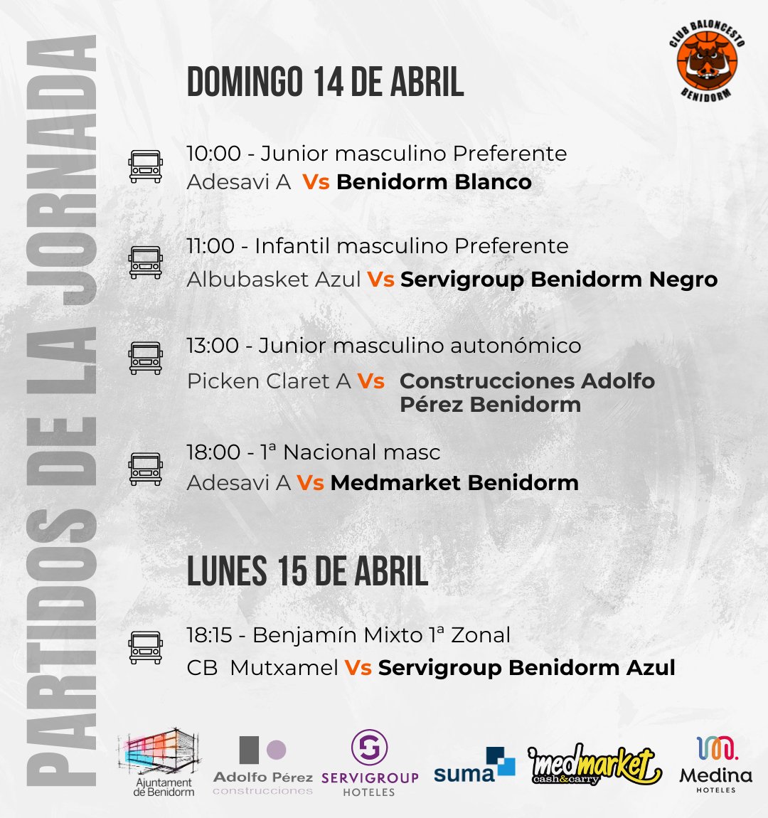 PARTIDOS FIN DE SEMANA 🔜🏀 ¡Os dejamos los partidos programados de esta jornada! ⛹🏻‍♂️⛹🏻‍♀️ #VamosBenidorm🏀🐗🖤 #cbbenidorm #servigroup #ServigroupBenidorm #baloncesto #fbcv #temporada23_24 #Benidorm #SUMAconeldeporte #Medmarket #ConstruccionesAdolfoPerez