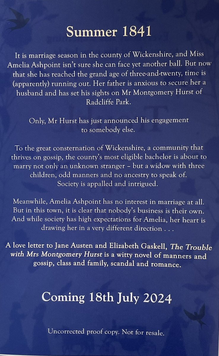 Rich with scandal, romance & social mores @katiejlumsden’s #TheTroublewithMrsMontgomeryHurst is a total delight! Threaded with biting humour reminiscent of Austen, it proves poignant & thought-provoking, as it exposes the bitter realities hidden within many 19C classics. Out 18/7