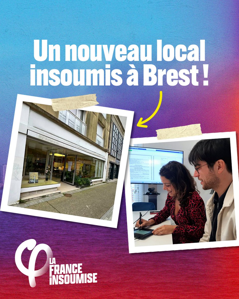 🟣 La France insoumise se dote d'un nouveau local à Brest ! 🔥 Après un premier à Perpignan puis à Valence, c’est au tour du Finistère. ✅ Les insoumis•es du Finistère ont un nouveau point d’appui pour continuer d’agir et convaincre. Notre campagne d'achat de locaux partout en…