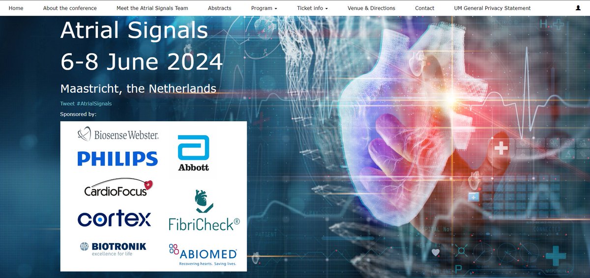 After #EHRA we are now looking forward to #AtrialSignals 6-8 June in Maastricht. Haven't registered yet? Register here 👉 atrialsignals.nl and meet our keynote speakers and experts. @Dominik_Linz @axel_loewe @kvernooy @stefzeemering @ArminLuik @UliSchotten