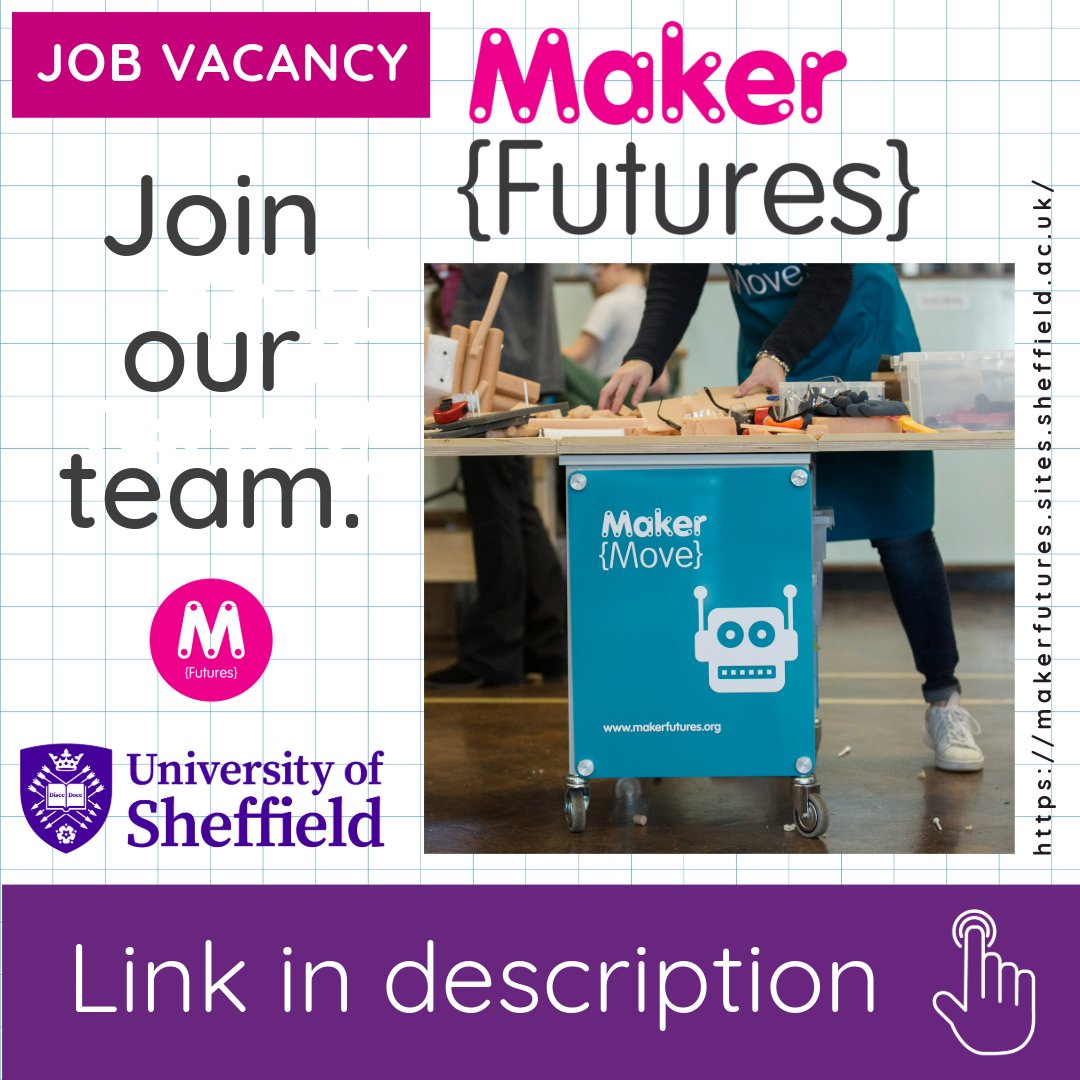 📣Job Opportunity! Come and join our team 💪 We are looking for a Makerspace Programme Assistant/Technician. Take a look here 👀 jobs.ac.uk/job/DHB116/mak… @EducationSheff @sheffielduni