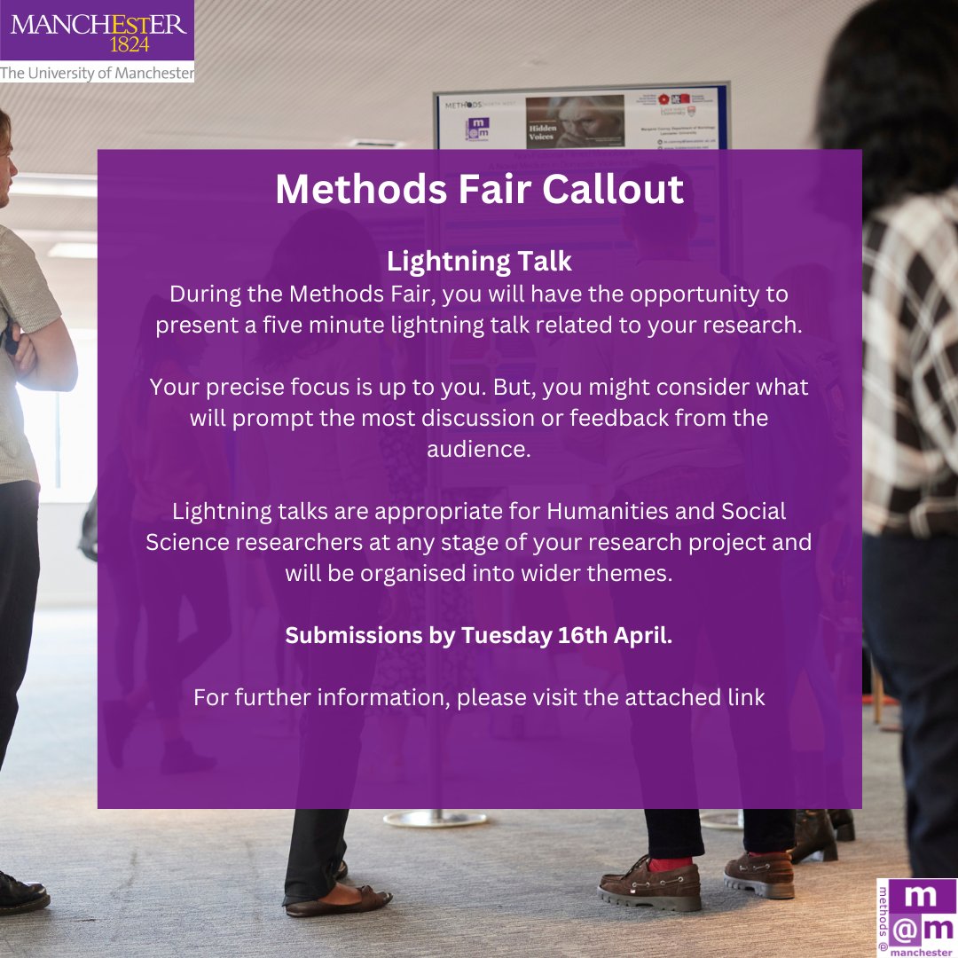 There are only four days left to submit a proposal for our upcoming Methods Fair! Do you want to present your #research in a 5-minute lightning talk and discuss with others across the #socialsciences over a free lunch? Then submit your abstract today! new.express.adobe.com/webpage/dWui8q…