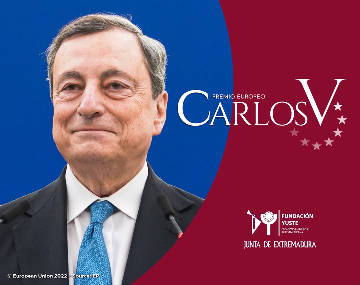 Sono lieto di congratularmi con Mario Draghi per essere il destinatario del Premio Europeo Carlos V assegnato dalla @fundacionyuste. Una delle figure europee più importanti che si è guadagnata rispetto dentro e fuori l'UE con un lavoro cruciale in tempi estremamente delicati.