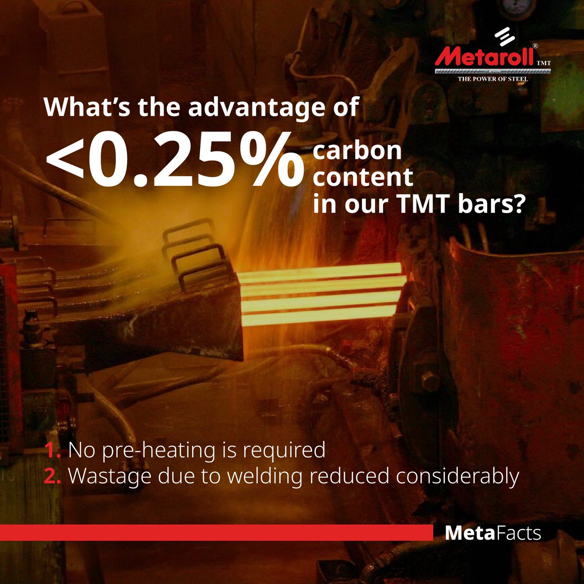 Back with its second interesting info in the series.

Did you know this? Learn more with Metafacts.

#Metarolls #Metafacts #greensteel #greenprocertified #germantechnology #madewithlrftechnology #puresteel #thepowerofsteel #steel #manufacturing #threadedbar #tmt #tmtbars