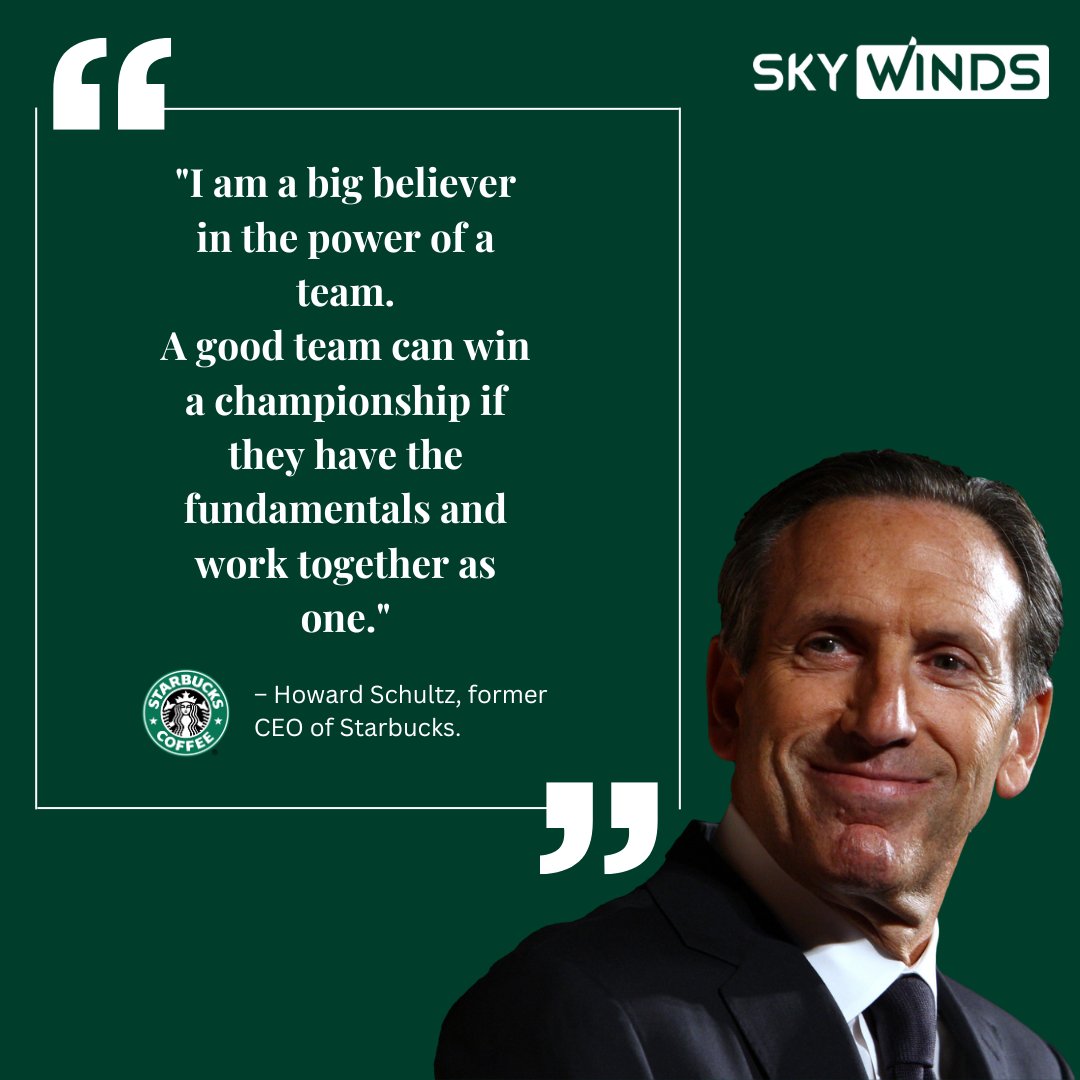 The Power of Teamwork! 
In a world where collaboration is key, together we achieve more than we ever could alone. 

Let's celebrate the power of Teamwork and reach greater heights!
skywinds.tech

#teamwork #togetherweachievemore #howardschultz #starbucks #powerofteam