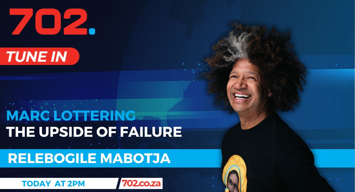 Radio702's tweet photo. Catch the legendary award-winning comedian @marclottering will be sharing his #UpsideOfFailure with @RelebogileM
Stream the LIVE interview on Primedia+
📻: 92.7 | 106 FM
🌐 https://t.co/cxKxGaWMin
Dstv 📺 channel 856
#702Afternoons #MarcLottering #702WalkTheTalk https://t.co/WSsLkLfOCe