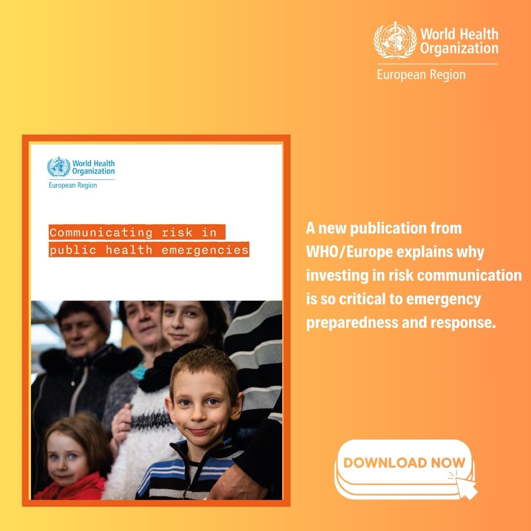 💡 Communicating risk in public health emergencies 🔽

📚 A new publication from WHO/Europe explains how investing in risk communication is so critical to #emergency #preparedness and #response. 

Download here 🔗 bit.ly/49D0MtO
#RCCEIM