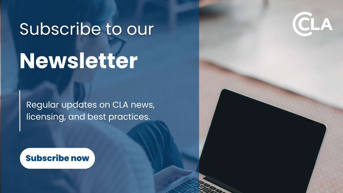 Stay ahead in copyright with our Newsletter! Get CLA news to stay informed with updates, best practices, expert insights, and actionable tips. Unlock knowledge and stay connected. bit.ly/3VVjsl3 #Copyright #CLA #Newsletter