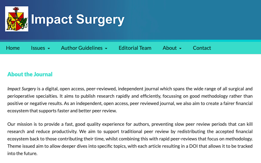 Are you a surgical researcher looking to start a debate around surgical research, practice, or policy? You're in luck! Impact Surgery is a new community-focussed journal that prioritises diverse thought leadership for a global audience. Issue 2 online: impact-surgery.org/index.php/pub