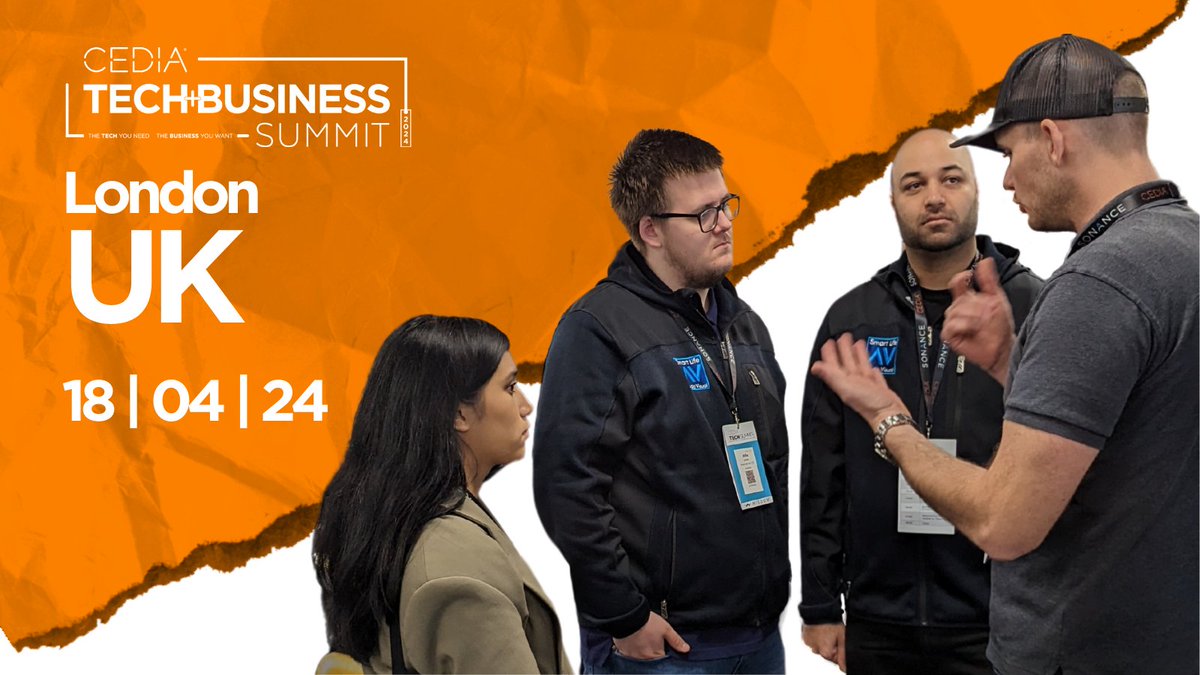 🚀 CEDIA TECH + BUSINESS Summit is landing in London 🇬🇧 on 18th April at the Business Design Centre! Grab your chance to mingle with industry leaders and propel your smart home business to new heights. Best part? It's FREE! Register today 🎫 cedia.org/tech-business-…