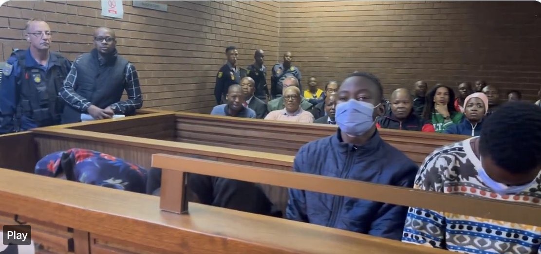 ⚖️ The 6 Luke Fleurs Murder Suspects Appear in court. The suspects are aged 21 to 36, were arrested Wednesday 10 April in Slovoville, Soweto. 📹Linda Mnisi