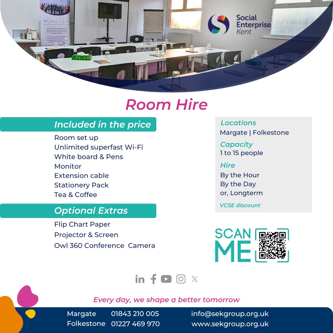 Are you looking for room hire in Kent? Click below to see our options and fill out our enquiry form! sekgroup.org.uk/support/room-h… #RoomHire #BuySocial