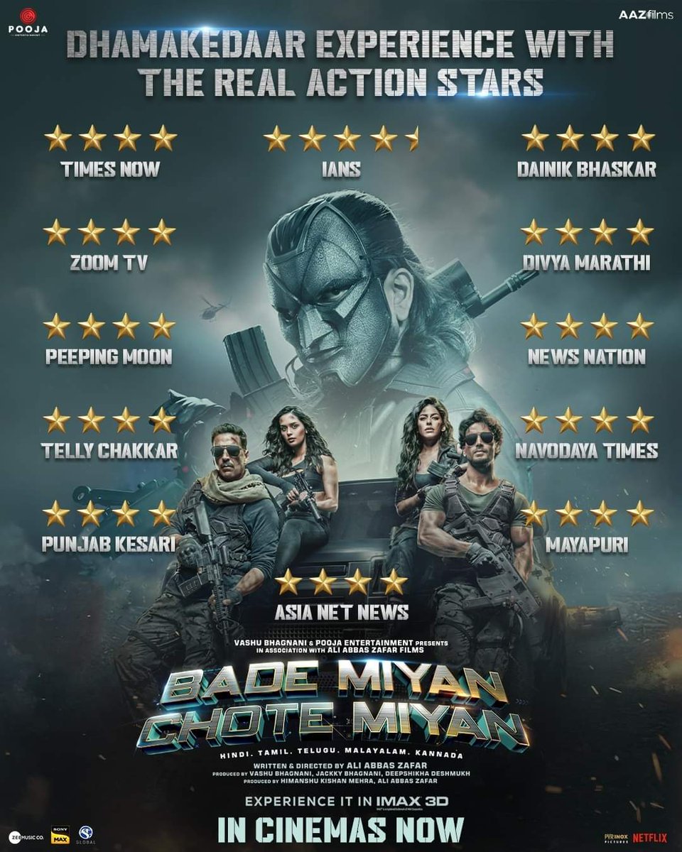 Real Action STARS 🌟 are here! It's a shaandar, mazedaar & dhamakedaar response for #BadeMiyanChoteMiyan! #BadeMiyanChoteMiyan is now running at #wavecinemas. Book your tickets at wavecinemas.com #BadeMiyanChoteMiyan #BadeMiyanChoteMiyanOnEid2024