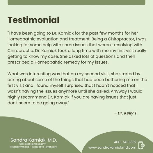 Being a Chiropractor, I was looking for some help with some issues that weren't resolving with Chiropractic. Dr. Kamiak took a long time with me my first visit really getting to know my case. #PositiveChange #MindfulLiving #Healing #Homeopath #ThankYou #Review #Testimonial