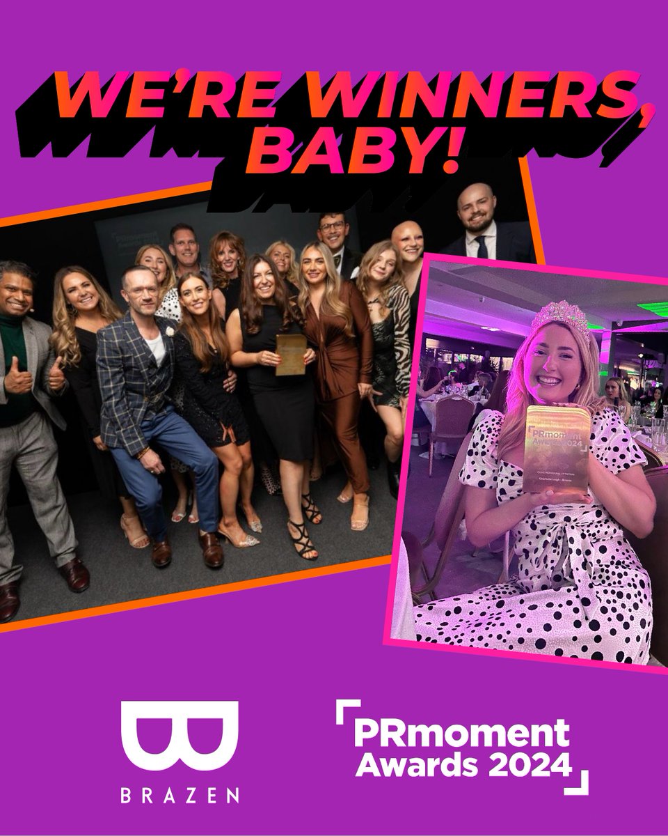 Better make room in the trophy cabinet... Our Charlotte Leigh won Young Professional of the Year and we won Best Consumer Agency at last night's @therealprmoment Awards #WeAreBrazenPR