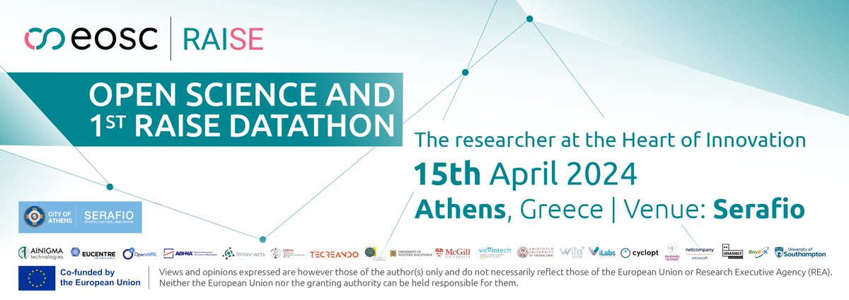 📢Only a few seats left for the upcoming @RaiseScience Open Science event and the 1st RAISE Datathon. 🗓️ RAISE Open Science Event: April 15th, 2024 📍 Venue: Serafeio, Athens, Greece ⏲️ Time: 1⃣0⃣: 3⃣0⃣ ℹ️ lnkd.in/dFi7vY37 Register now: lnkd.in/dnwVhjAt