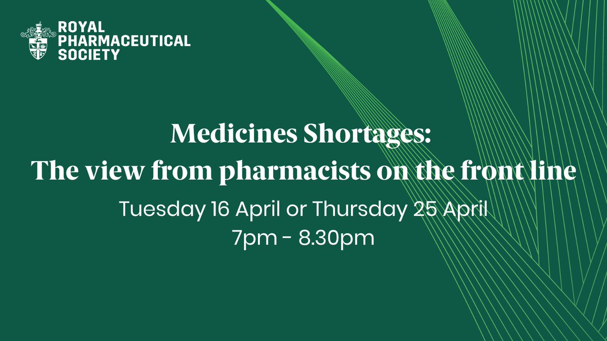 Want to help inform our work to address medicines shortages? Book a place on one of our upcoming online workshops to share your experiences and ideas. Open to RPS members only, register now: bit.ly/43qagqG