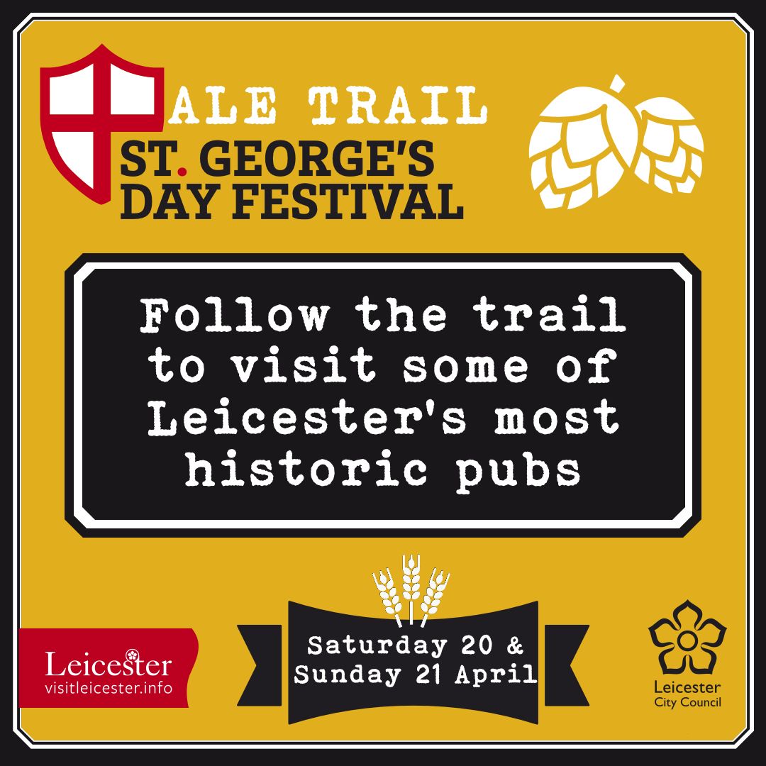 Are you ready to celebrate St George's Day in style. As part of the St George's Festival next weekend, follow the ale trail and get discounts on selected beers! Saturday 20 and Sunday 21 April. ow.ly/4Jrb50Rejuq #visitleicester #ale #pubs #stgeorgesday