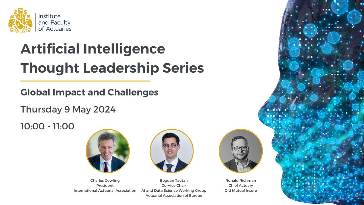 Join us next month for the third in our AI Thought Leadership Series, where International Actuarial Association will be leading a discussion on the global impact of artificial intelligence and its challenges. Book now: actuaries.org.uk/learn/events/e…