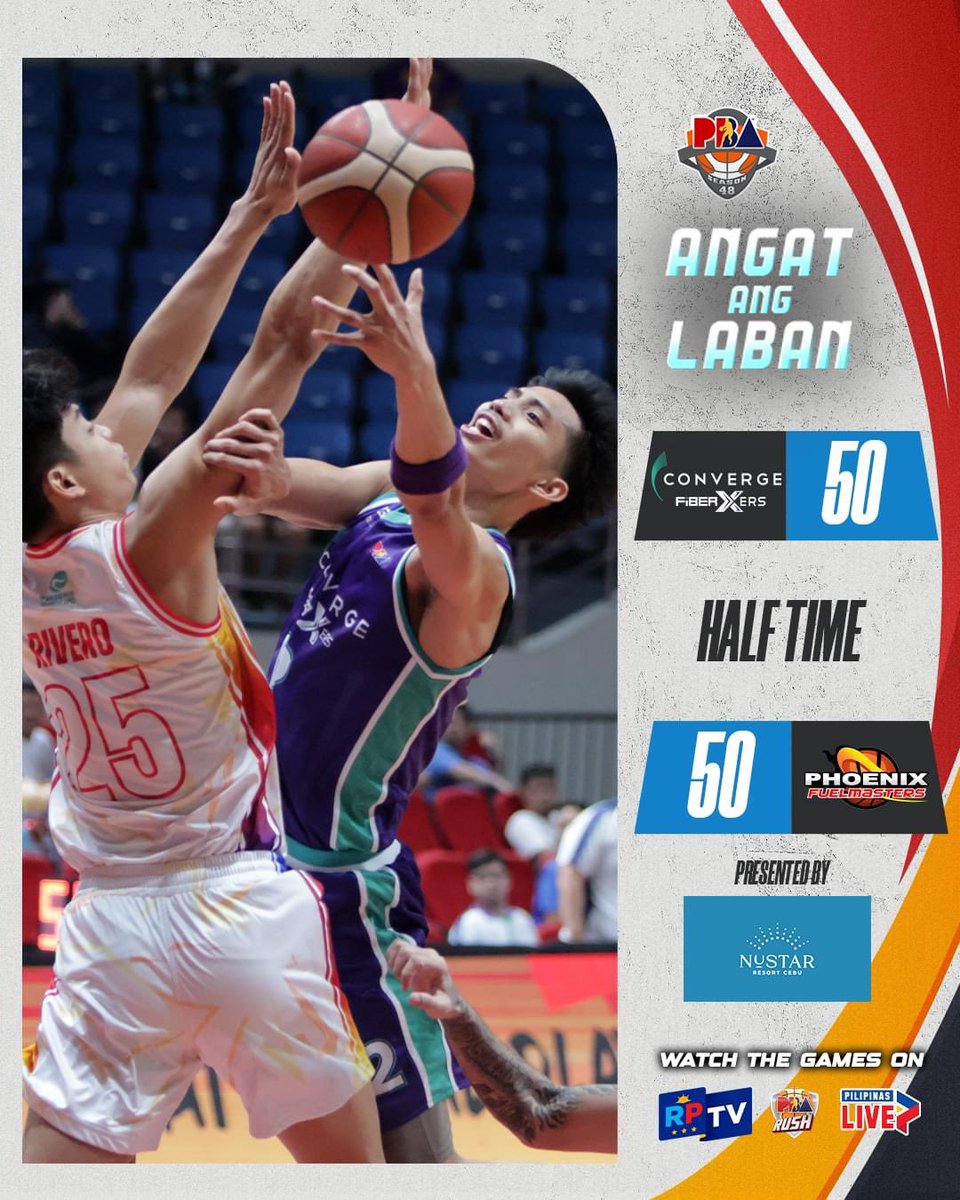 All squared at the half Catch today’s games LIVE on RPTV ch 9 PBA Rush Pilipinas live app Stats pba.ph/playbyplay #PBAAngatAngLaban