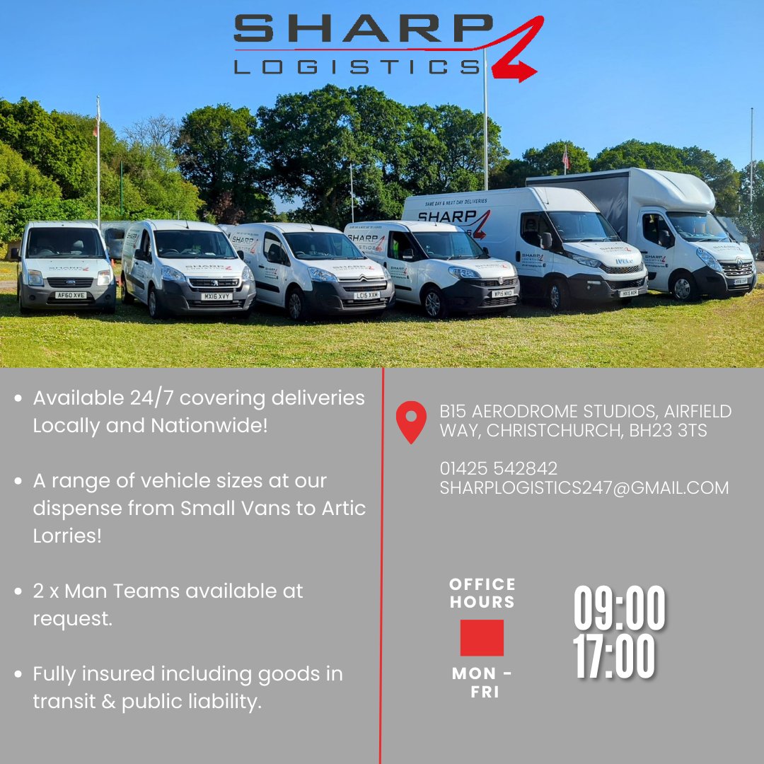 LogisticsSharp's tweet image. 📣Your local courier - providing services to both private and commercial customers 🚛 Why not give us a try? 🙂

#deliverydriver #courier #NextdayDelivery #Nationwide #logistics #dorsetbusiness #hampshirebusiness #bournemouth #poole #christchurch #april2024 #businesstobusiness